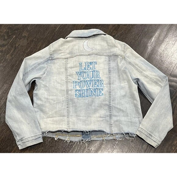 Disney Parks Denim Jacket Women’s XL Tangled Rapunzel Let Your Power Shine Blue - Picture 1 of 13